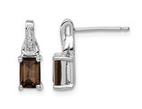 1.06 Carat (ctw) Smoky Quartz Earrings in Sterling Silver with Accent Diamonds
